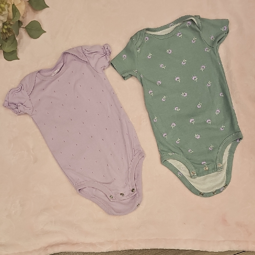 Carter's Lavender and Green Baby Bodysuits